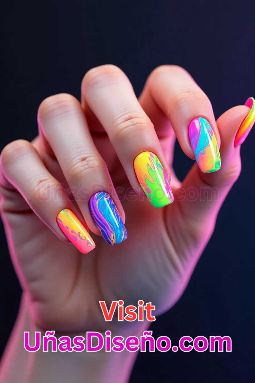 9. Uñas de Neón Abstracto - 15 Diseños de uñas de neón de moda para un look atrevido y vibrante 9.jpeg
