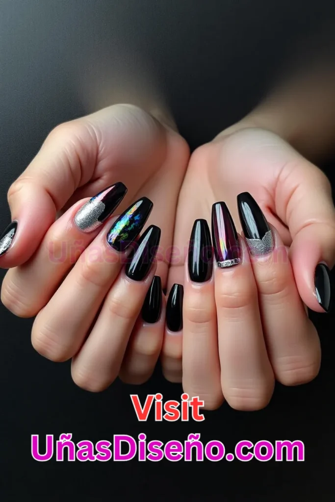 9. Uñas de gel negro brillante - Dale Glamour a tus Uñas La Guía Definitiva para 25 Esmaltes de Gel con Gelly y Gelish (10).jpeg