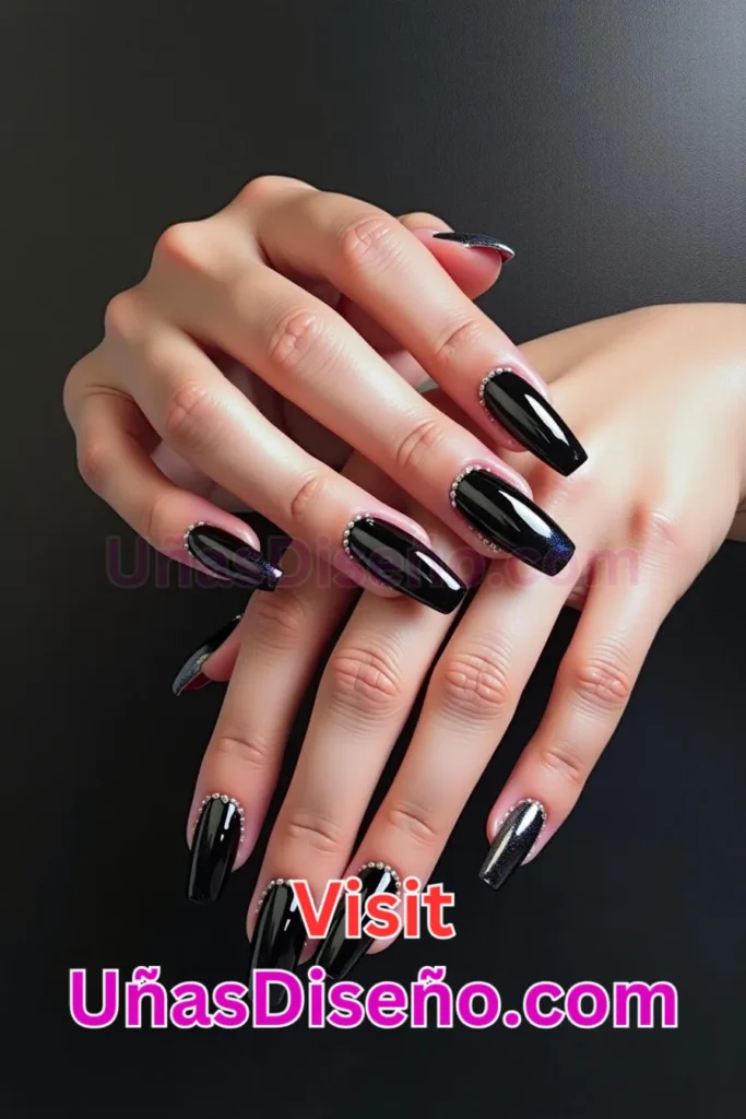 9. Uñas de gel negro brillante - Dale Glamour a tus Uñas La Guía Definitiva para 25 Esmaltes de Gel con Gelly y Gelish (11).jpeg