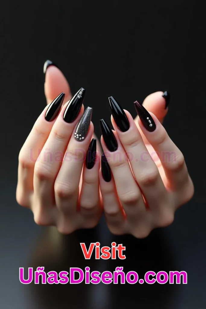 9. Uñas de gel negro brillante - Dale Glamour a tus Uñas La Guía Definitiva para 25 Esmaltes de Gel con Gelly y Gelish (7).jpeg