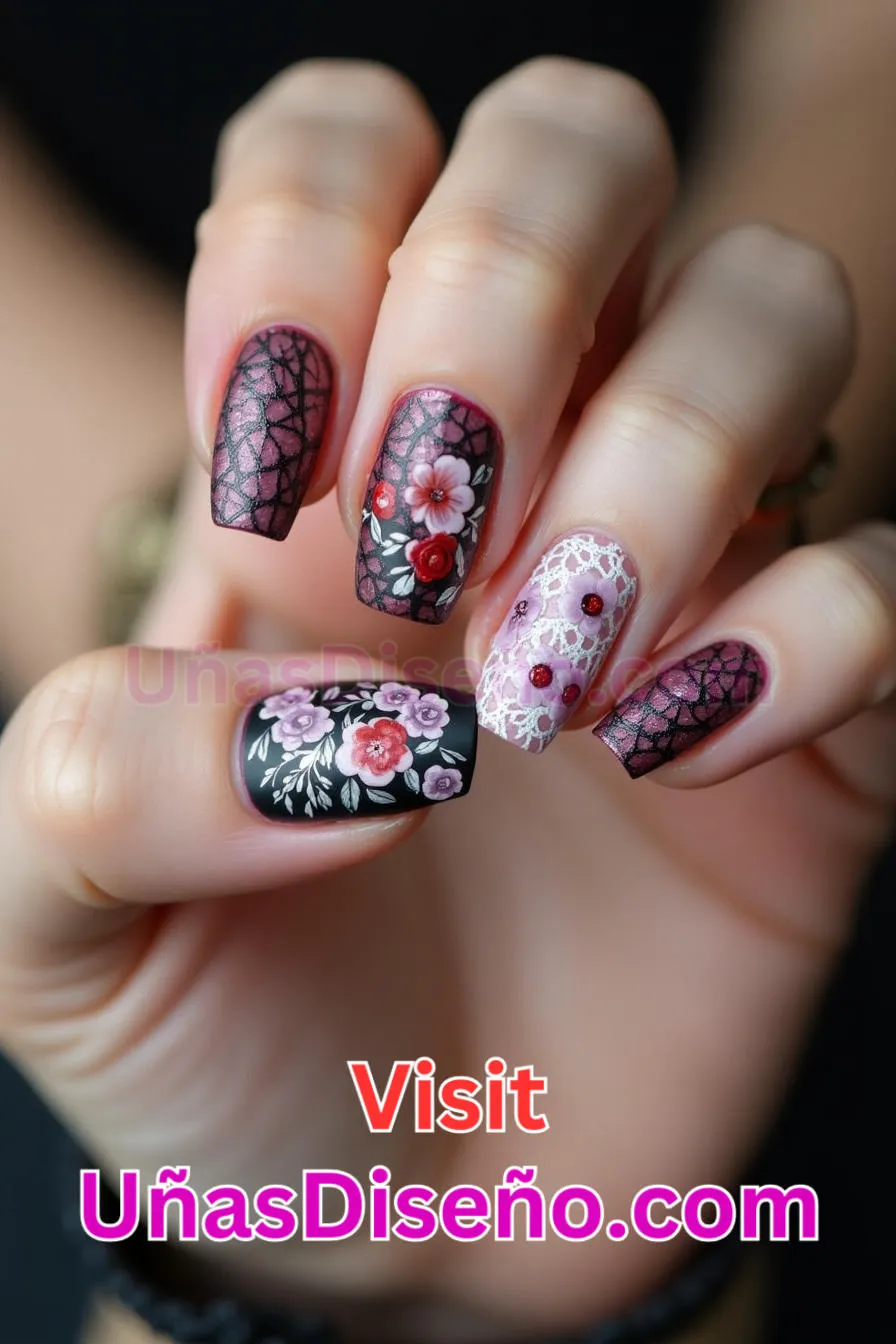 9. Uñas de rejilla florales mate - 12 modernos diseños de uñas transparentes con motivos y detalles únicos 4.jpeg