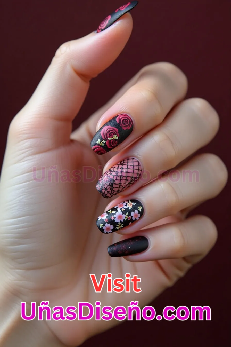 9. Uñas de rejilla florales mate - 12 modernos diseños de uñas transparentes con motivos y detalles únicos 6.jpeg