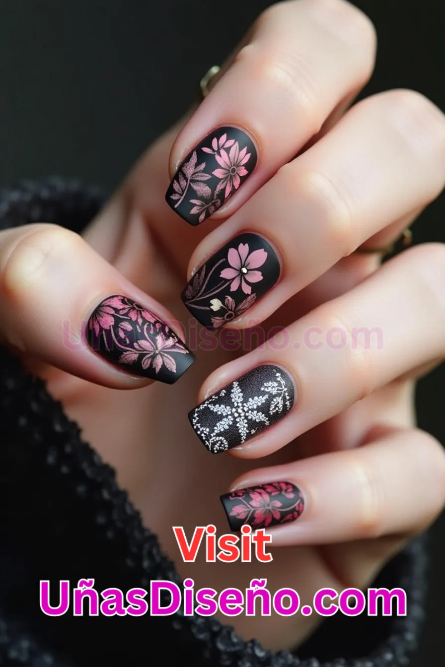 9. Uñas de rejilla florales mate - 12 modernos diseños de uñas transparentes con motivos y detalles únicos 8.jpeg